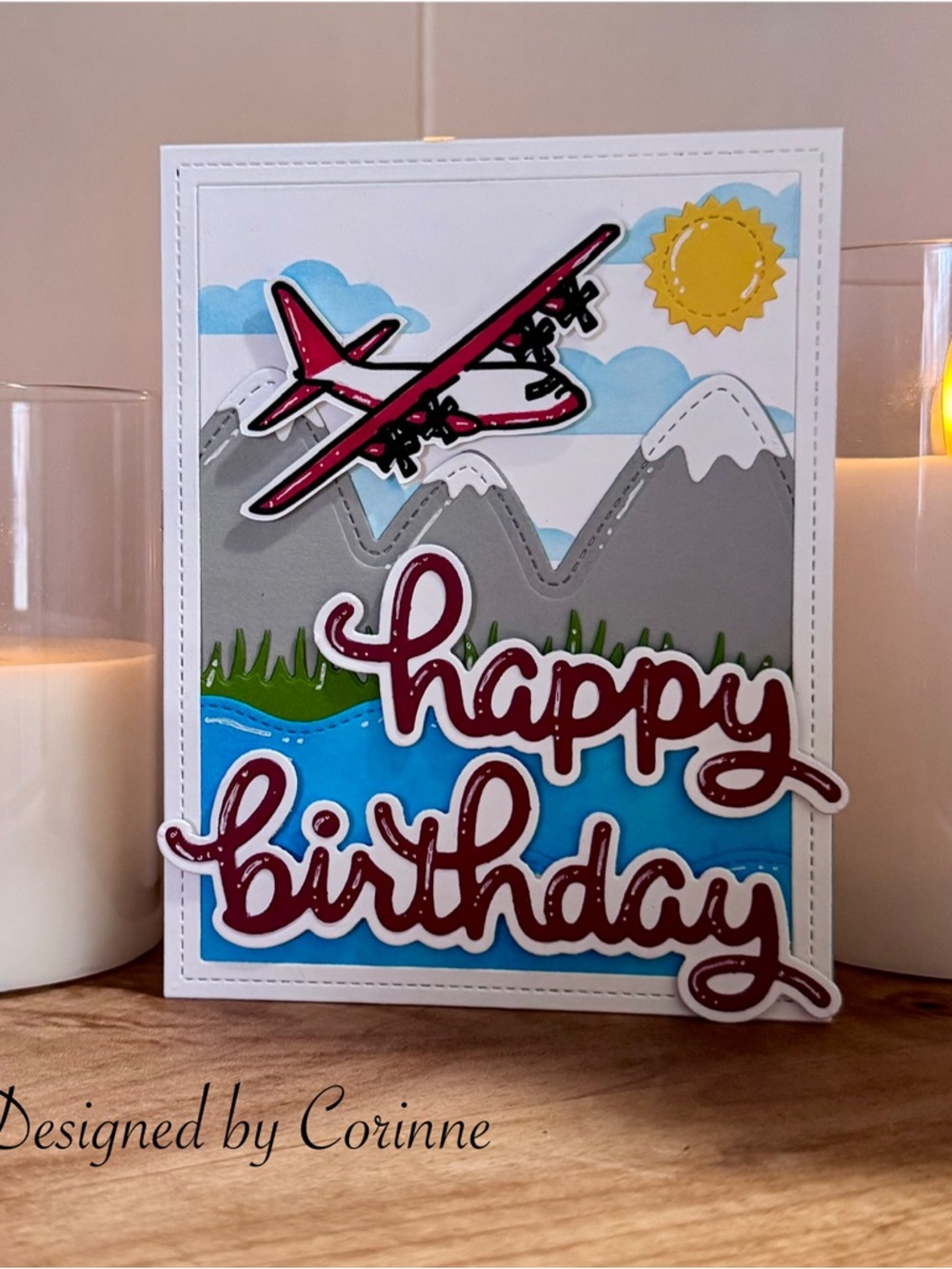 Handmade Happy Birthday Scenic water bomber Card